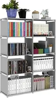 Uandhome Book Shelf,8 Cube Storage Organizer, DIY Bookcase, Metal Cube Bookshelf,Tall Book case for Bedroom, Living Room,Office,Closet Storage Organizer, Black Cubicle Storage Rack