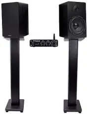Rockville BLUAMP 21 Bluetooth Home Audio Receiver+2) 6.5" Black Speakers+Stands