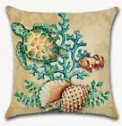 Sea Turtle Beach Nautical Coastal Spring Summer Throw Pillow Cover Home Decor