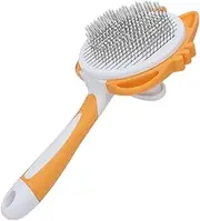 Cat Dog Brush, Bath Brush Pet Comb, with Release Button for Long Haired Cats, Kitten, Orange