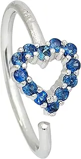 [Jewelry Avalanche] 20G 14K Gold Heart Nose Ring, 0.11ctw Blue Sapphire Gemstone Nose Hoop, Twist-open 5/16"(8mm) Nose Ring, September Birthstone Hoop Unisex