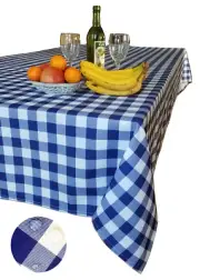 Tektrum 60"X84" Rectangle Tablecloth-Waterproof/Spill Proof - Blue/White Checker