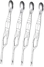 PHENOFICE Crab Fork Spoon Stainless Steel Seafood Tool Crab Needle 4pcs Set Versatile for Seafood and More