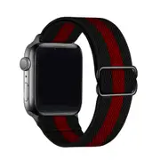 ZUSLAB Nylon Elastic Strap for Apple Watch iWatch Band Series 6 5 4 3 2 1 38mm 40mm - Black & Red