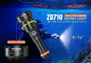 OrcaTorch Diving Flashlight ZD710 2700 Lumens 375m Max Beam 150m Dive Depth