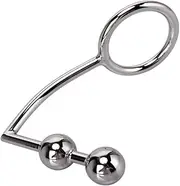 Stainless steel anal hook with 2 balls penis ring cock ring anal plug anal hook testicle weight anal beads bondage SM anal toy for men(45mm)