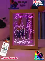BALLERINA SLIPPERS PERSONALISED 3D LED Night Light 7 Colour Change Room Lamp