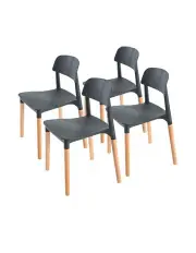 [La Bella] Retro Stackable Dining Cafe Chair 4 Set in Black