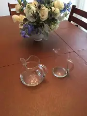 Set of 2 Vintage Clear Glass Water Pitchers