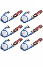 Ubit 6 Pack Latest PCI E GPU Riser Express Cable 16X to 1X 6Pin MOLEX SATA