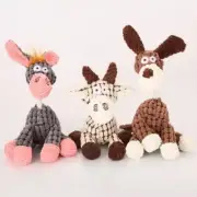 Plush dog toy with rope and Squeaker. Choose Dog Cow Or Donkey Design US SELLER