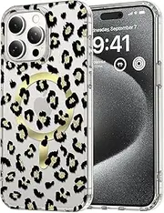 ELEPIK for iPhone 14 Pro Case [Compatible with MagSafe] Leopard Pattern Design Phone Case for Women Girls Men, Soft TPU Bumper Hard PC Back Anti-Fall Shockproof Protective Slim Cover, Black