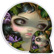 Poisonous Beauties Mandrake Root Girl and Plants Round Beach Towel