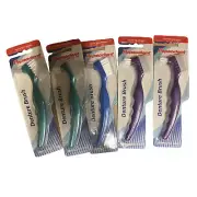 5 Pack Pepsodent Toothbrush False Teeth Cleaning Handle Bristles