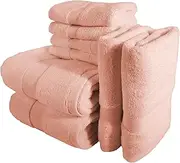Bennett and Shea 8-Piece Luxury Bath Towel Set, 100% Turkish Cotton Loops, Premium Towels for Bathroom, Highly Absorbent and Quick Dry Bath Towels, Extra Soft Towel Set, Rose Cloud