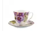 Grace Teaware Pansy Fine Bone China Cup And Saucer Set Of 4