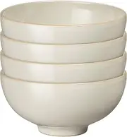 Denby - Linen Cream White Rice Bowls Set of 2 - Dishwasher Microwave Safe Crockery - Ceramic Stoneware Tableware Natural Tones