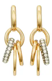 Tory Burch Miller Pavé Interlocking Hoop Earrings in Tory Gold /Crystal at Nordstrom One Size Tory Gold/Crystal