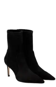 Stuart Weitzman WREN Ankle Suede Boots Stretch Black New With Box 37.5 Rrp$1180
