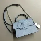 Aldo Mini Purse Bag Crossbody Light Denim Blue Flower Accent Snap Closure NWT