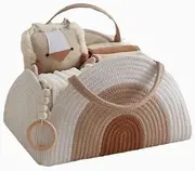 Diaper Caddy Organizer,Diaper Caddy Basket,Storage Basket,Baby Diaper Basket,Woven Handbag,with Compartments,for Newborn Boys and Girls,for Baby Shower List,Newborn Essentials