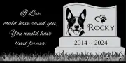 Pet memorial Engraved Marker, headstone Granite gravestone Australian Cattle Dog