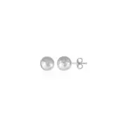 14k White Gold Ball Earrings with Faceted Texture(7mm)