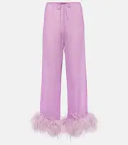 [Oseree] Oséree Lumière Plumage feather-trimmed pants AU 16 purple
