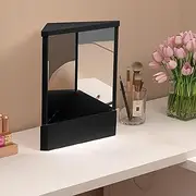 Small True Mirror,Non-Reversing Mirror,Precision True Image Real Reflection Vanity Makeup Mirror,Precision Glass Viewing Angle Non-Magnifying Tabletop Mirror,Beauty Mirror for Makeup Vanity Beauty(Bla
