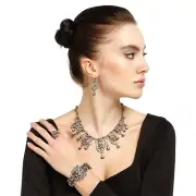 Turkish Jewelry Handmade Ottoman Style Hurrem Sultan's Necklace Set With Rhinest