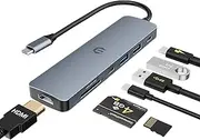 TOTU USB C Hub, 7 in 1 USB C Docking Station, Type C USB Hub Multiport Adapter with HDMI, 100W PD, 2 USB 3.0, USB C 3.0, SD/TF Dock for MacBook Pro Air and Type C Laptop