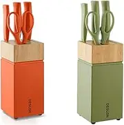 Deslon Sharp 5 Pieces Knife Block Set with Gift Box (Green)