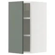 METOD wall cabinet with shelves, white/Nickebo matt grey-green, 30x37x60 cm