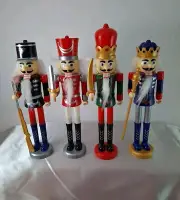 New Set of 4 Christmas House Nutcrackers Holiday Home Decorations Plastic