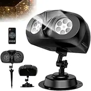 Christmas Snow Projector Lights, Dynamic Rotating Snowflake Projection Light Outdoor, IP65 LED Snow Spotlight Lightning, Double Head Snowfall Led Lights Waterproof for Xmas Holiday Wedding Indoor