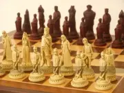 Berkeley Shakespeare Ornamental Chess Set (cream and red, no board)