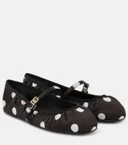 [Dolce & Gabbana] Dolce & Gabbana Odette polka-dot satin ballet flats AU 5 black