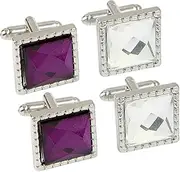 [JYHLSHBA] Cufflinks For Men 2 Pairs Of Square Crystal Zircon Cufflinks Men'S French Shirt Cufflinks