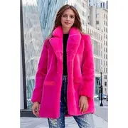 Women's Faux Fur Coat Warm Comfortable Pocket Knitting Elegant Fashion Daily Sweet Solid Color Home Casual Daily Wear Casual Daily Single Breasted Regular Lape