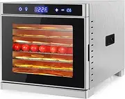 Food Dehydrator for Jerky with Stainless Steel Trays, Large Drying Space Dryer Food Dryer Machine Electric Dryer Machine for Fruit Dog Treats, Digital Temperature and Timer (8 Trays)