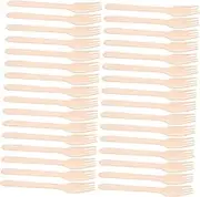 WOFASHPURET 100 Pcs Wooden Appetizer Forks Cutlery for Parties Weddings and Events Lightweight Portable Kitchen Tableware Elegant Natural Design Easy to Clean