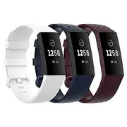 3 Pack Watch Band for Fitbit Charge 4 / Charge 3 / Charge 3 SE Silicone Replacement Strap Soft Elastic Breathable Sport Band Wristband