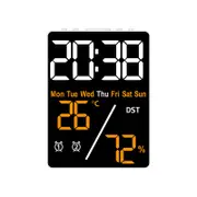 5.5 inch Digital Alarm Clock, Indoor Humidity and Temperature Measurement with LED Display, Adjustable Brightness Clock with Dual Alarms USB Input, Orange