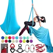 Aerial Silks Set, Premium Ariel Yoga Hammock 9 Yards Aerial Silk, Low-Stretch Fabric, Yoga Starter Kit for Home, Aerial Rig for All Skill Levels - All Hardware Included
