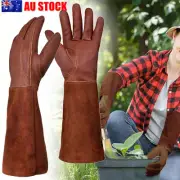 Long Tube Gardening Gloves Leather Breathable Gauntlet Pruning Gloves Garden