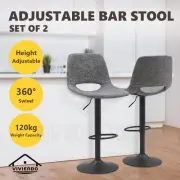 Viviendo 2x Bar Stools Kitchen Swivel Dinning Chairs Gas Lift Barstool Grey