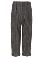 [Brunello Cucinelli] Brunello Cucinelli-Lurex Pantaloni Marrone-Donna 38IT