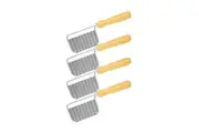 4x Cuisena Stainless Steel Crinkle Potato Vegetable Cutter Slicer w Wood Handle