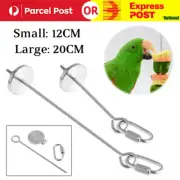 Stainless Steel Bird Parrot Cage Skewer Food Meat Stick Spear Fruit Holder Toy