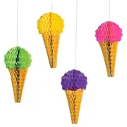 Ice Cream Tissue Decorations (Pack of 4)